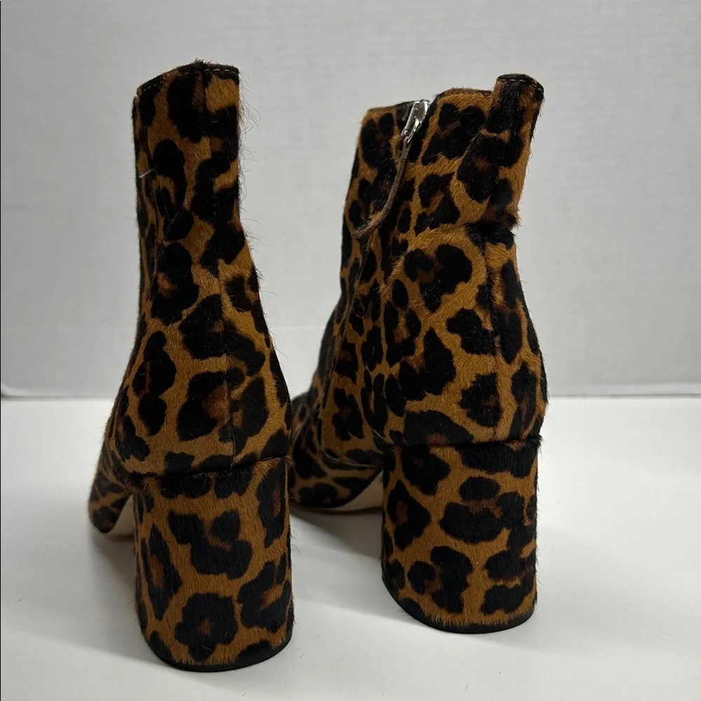 Zara Heeled Boots High Heel Ankle Boots Pony Hair Animal Cheetah Print Brown 6.5
